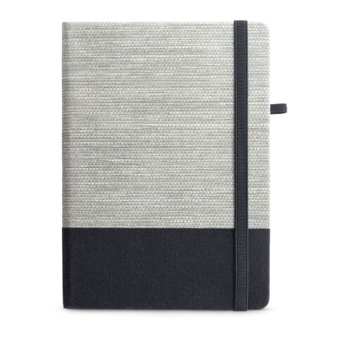 ROUSSEAU. A5-Notizbuch aus Strohfaser und Baumwoll-Canvas mit linierten Seiten schwarz | ohne Werbeanbringung | Nicht verfügbar | Nicht verfügbar | Nicht verfügbar