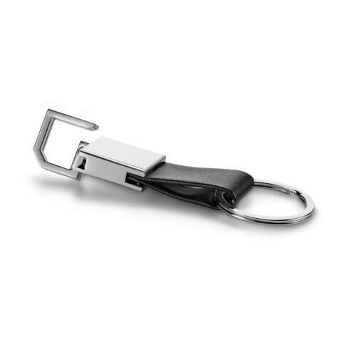 BOURCHIER. Schlüsselanhänger aus PU und Metall schwarz | ohne Werbeanbringung | Nicht verfügbar | Nicht verfügbar | Nicht verfügbar