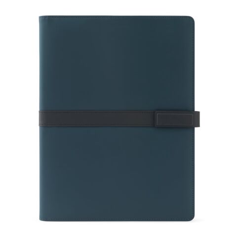 SANDERSON FOLDER. A4-Ordner aus PU (50% recycelt) mit Magnetverschluss und Notizblock mit linierten Seiten Blau | ohne Werbeanbringung | Nicht verfügbar | Nicht verfügbar | Nicht verfügbar