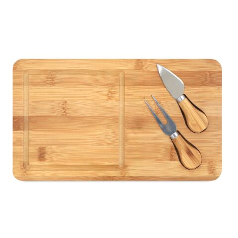 WOODS. Käsebrett aus Bambus mit 2 Utensilien aus Edelstahl Natur | ohne Werbeanbringung | Nicht verfügbar | Nicht verfügbar | Nicht verfügbar