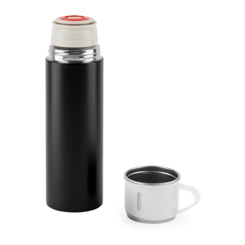 COMANECI. Doppelwandige Edelstahlflasche (90% recycelt) mit matter Oberfläche 490 ml Schwarz | ohne Werbeanbringung