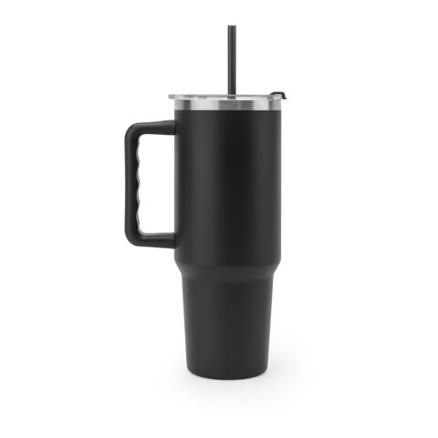 JOYNER XL. Grosser Reisebecher aus Edelstahl (91 % recycelt) mit vakuumisolierter Doppelwand und matter Oberfläche 1300 ml Schwarz | ohne Werbeanbringung | Nicht verfügbar | Nicht verfügbar | Nicht verfügbar