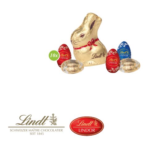 Werbe-Hase mit Schokoladenmischung von Lindt bunt | ohne Werbeanbringung