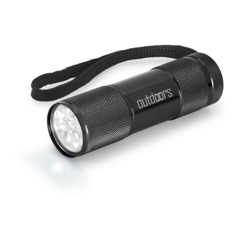 FLASHY. Taschenlampe aus Aluminium mit 9-LEDs Schwarz | ohne Werbeanbringung | Nicht verfügbar | Nicht verfügbar | Nicht verfügbar