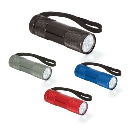 FLASHY. Taschenlampe aus Aluminium mit 9-LEDs Schwarz | ohne Werbeanbringung