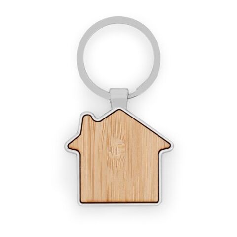 GASTON HOUSE. Schlüsselanhänger aus Eisen in Hausform aus Zink und Bambus Natur | ohne Werbeanbringung | Nicht verfügbar | Nicht verfügbar | Nicht verfügbar