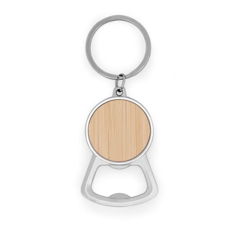 MEEKO. Schlüsselanhänger aus Eisen in runder Form aus Zink und Bambus Natur | ohne Werbeanbringung | Nicht verfügbar | Nicht verfügbar