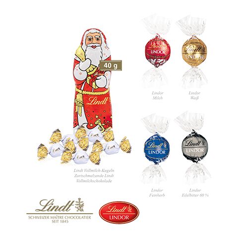 Premium-Präsent Mit Lindt Weihnachtsmann „Medium“ bunt | ohne Werbeanbringung