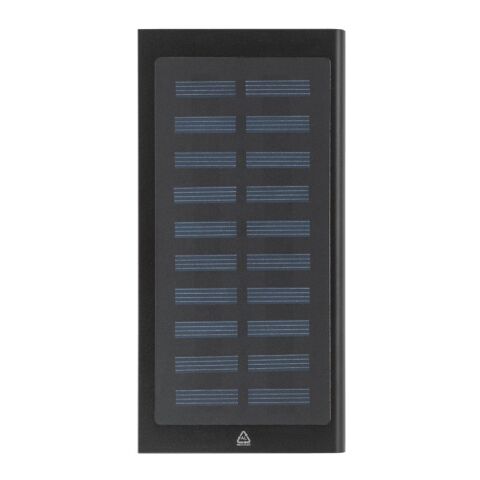 CLERK. 8&#039;000 mAh Powerbank mit Solarpanel aus 100% recyceltem Aluminium Schwarz | ohne Werbeanbringung