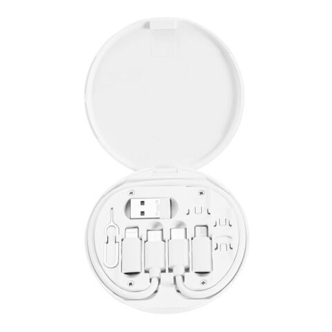 SYSTROM. Superschnelles Ladekabel und Adapter-Set aus Recyceltes ABS (100% rABS) Weiß | ohne Werbeanbringung