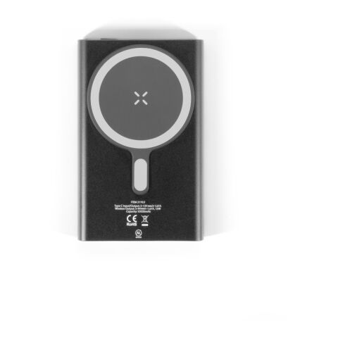 WRIGHT 5. Magnetische Powerbank mit Schnellladefunktion aus recyceltem Aluminium und recyceltem ABS, 5'000 mAh schwarz | ohne Werbeanbringung | Nicht verfügbar | Nicht verfügbar | Nicht verfügbar