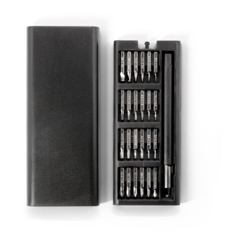 ATOM. Schraubendreher-Set mit verschiedenen magnetischen Spitzen aus Carbonstahl schwarz | ohne Werbeanbringung | Nicht verfügbar | Nicht verfügbar | Nicht verfügbar