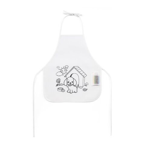 NILO. Kinderschürze zum Ausmalen aus Vliesstoff (80 g/m²) Weiß | ohne Werbeanbringung | Nicht verfügbar | Nicht verfügbar | Nicht verfügbar
