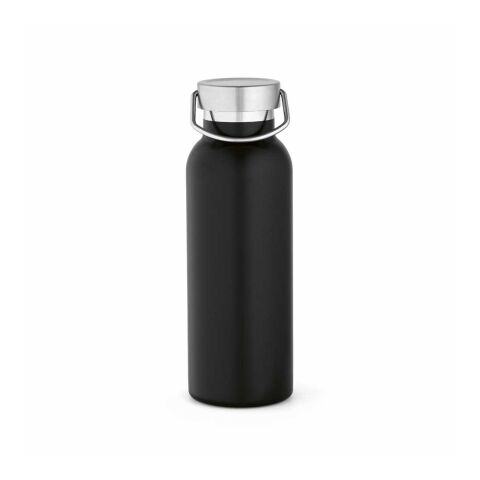Sado Trinkflasche 560ml aus recy. Edelstahl. Doppelwandig, auslaufsicher.  Schwarz
