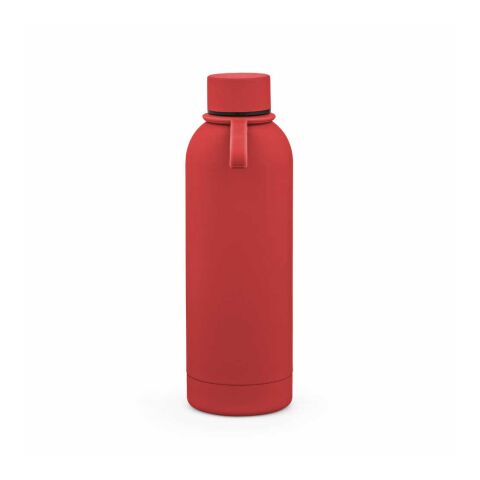Hudson Trinkflasche 540ml aus recy. Edelstahl. Doppelwandig, gummierter Oberfläche Rot
