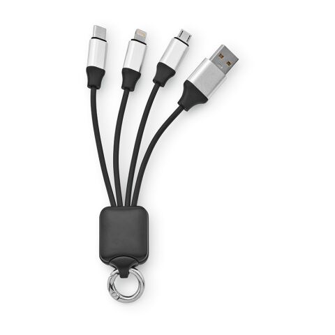 Sagan 4-in-1 Kabel aus rTPR. Mit hinterleuchtetem Logo und Aufhängeöse Schwarz | ohne Werbeanbringung | Nicht verfügbar | Nicht verfügbar | Nicht verfügbar
