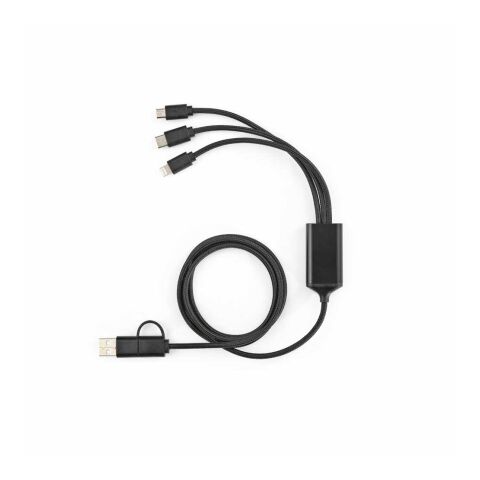 Turing 5-in-1 Ladekabel aus recy. PVC, 1,2m, 10W Schwarz