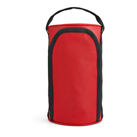 Riga 5,7L Kulturtasche aus rPET. Zylindrische Form mit Tragegriff Rot