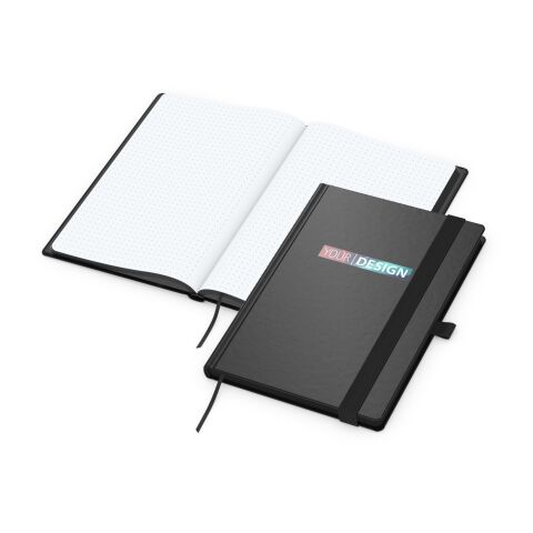 Notizbuch Hardcover Black-Book Ausstattung schwarz Schwarz | ohne Werbeanbringung | Punktraster | Siebdruck-Digital inkl.