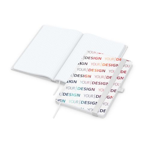 Notizbuch Match-Book Naturpapier-Hardcover individuell bedruckt Weiß | DIN A5 | ohne Werbeanbringung | Weiß | Hochweiß/Punktraster