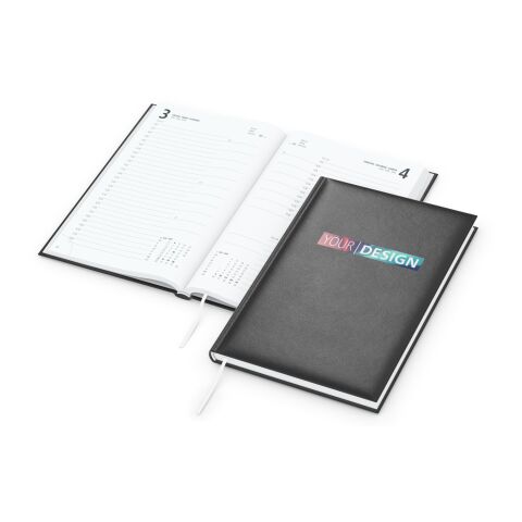 Tageskalender Basic Mo.–Fr. je 1 Seite 320 Seiten Kunstleder-Hardcover Schwarz | DIN A5 | ohne Werbeanbringung | Siebdruck-Digital inkl.
