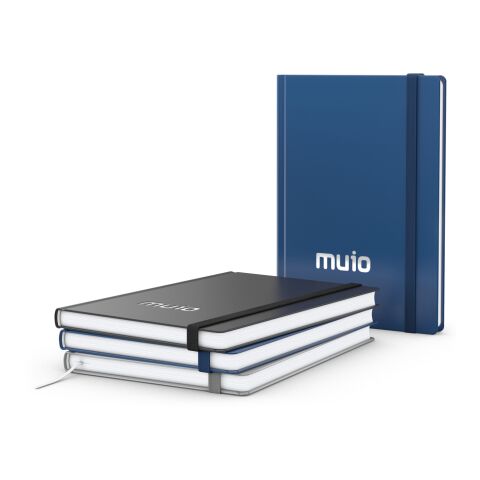 Notizbuch Hardcover Easy-Book Vollkaro Gummiband schmal A5 Dunkelblau | DIN A5 | ohne Werbeanbringung | Prägung schwarz-glänzend inkl.