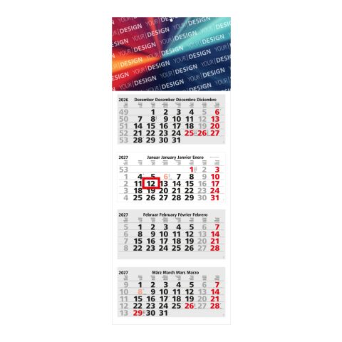 4-Monatskalender Mehrblock Forum Light 4 Werbung am Kopf Hellgrau | 330 × 855 mm | ohne Werbeanbringung