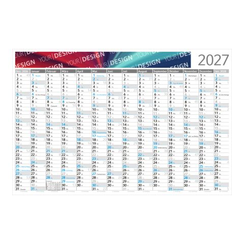 Wandplaner Horizont Dez. Vorjahr – Anfang Folgejahr Weiß | 750 × 500 mm | ohne Werbeanbringung | Blau
