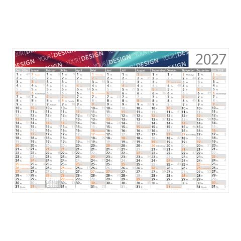 Wandplaner Horizont Dez. Vorjahr – Anfang Folgejahr Weiß | ohne Werbeanbringung | Individuell (CMYK)