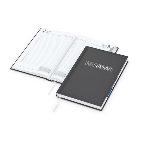 Tageskalender Manager Monatsregister Mo.–So. je 1 Seite Kunstleder-Hardcover Anthrazit | DIN A5 | ohne Werbeanbringung | Silberprägung inkl.