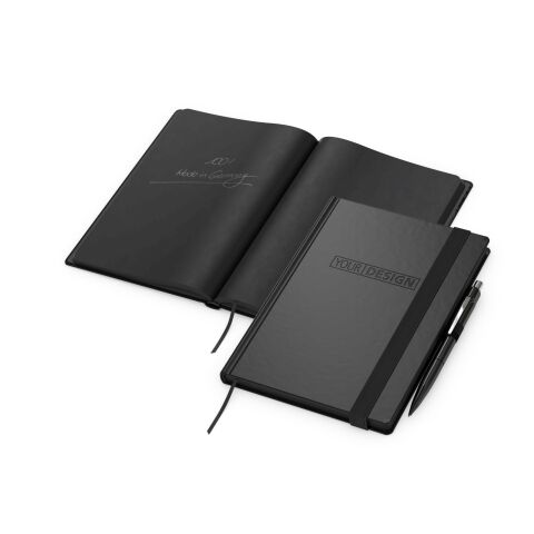 Notizbuch Hardcover Night-Book Seiten schwarz A5 Schwarz | DIN A5 | ohne Werbeanbringung | Blindprägung inkl.