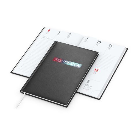 Wochenkalender Prestige A5 Kunstleder-Hardcover robust Schwarz | DIN A5 | ohne Werbeanbringung | Siebdruck-Digital inkl.