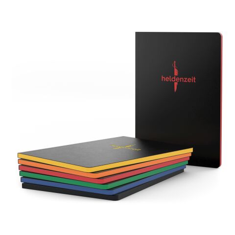 Notizbuch Tablet-Book Farbschnitt Naturkarton-Softcover schwarz Schwarz | 94 × 152 mm | ohne Werbeanbringung | orange/orange | 94 × 152 mm / Winkelkaro
