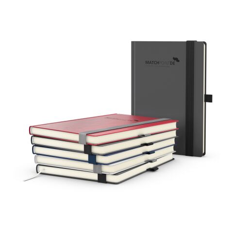Notizbuch Vision-Book Kunstleder-Hardcover matt-farbig Anthrazit | DIN A5 | ohne Werbeanbringung | Cremefarben/Winkelkaro | Silberprägung inkl.