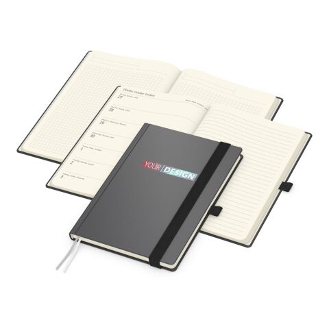 Wochenkalender links + Notizen rechts Vision-Hybrid Kunstleder-Hardcover A5 Anthrazit | DIN A5 | ohne Werbeanbringung | Siebdruck-Digital inkl.