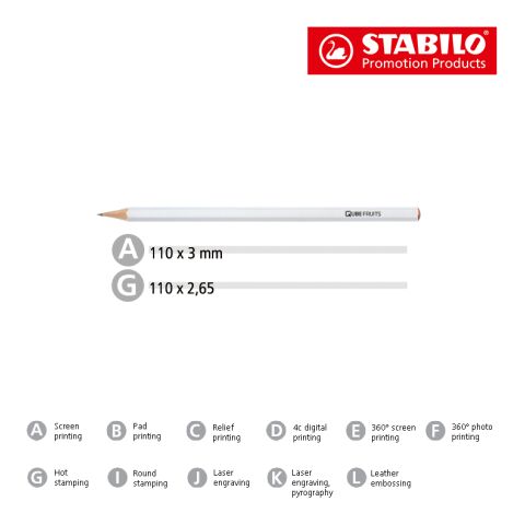 STABILO Grafitstift 6-kant weiß weiß | ohne Werbeanbringung