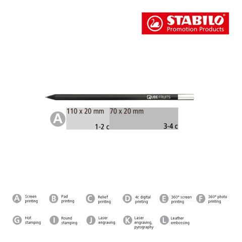 STABILO Grafitstift schwarz mit Metallkapsel schwarz/silber | ohne Werbeanbringung | Nicht verfügbar | Nicht verfügbar