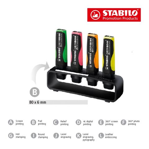 STABILO GREEN BOSS 4er Tisch-Set Leuchtmarkierer weiß | ohne Werbeanbringung