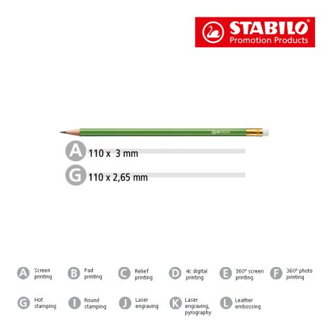 STABILO GREENgraph Grafitstift mit Radiergummi grün | ohne Werbeanbringung