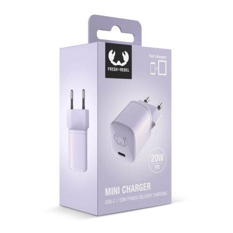2WC20 I Fresh &amp; Rebel USB-C Mini Charger USB-C PD // 20W Transparent Lila | ohne Werbeanbringung | Nicht verfügbar | Nicht verfügbar