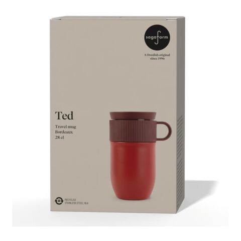 Sagaform Ted isolierter Becher, 280ml auslaufsicher und spülmaschinenfest Dunkelrot | ohne Werbeanbringung | Nicht verfügbar | Nicht verfügbar