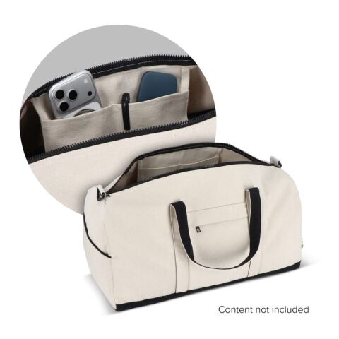 InSideOut Reuuz Canvas Reise-/Sporttasche 28 x 56 x 28 cm Beige-Schwarz | Digital Transferdruck | Fach | 140 mm x 140 mm