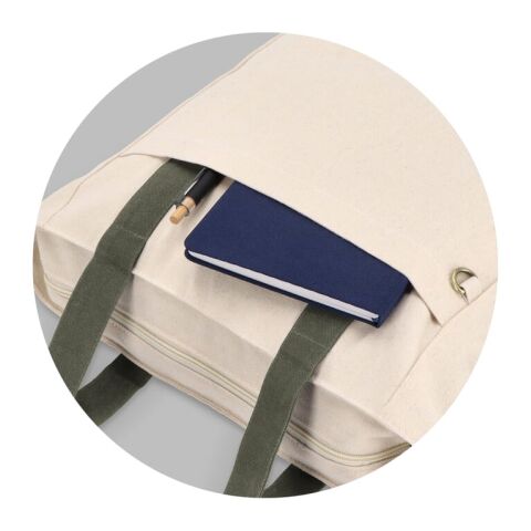 InSideOut Reuuz Canvas Tragetasche 33 x 42 x 10 cm Ecru-Olivgrün | ohne Werbeanbringung | Nicht verfügbar | Nicht verfügbar