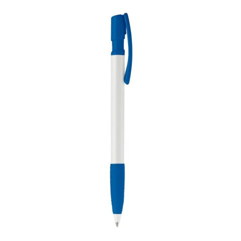 Kugelschreiber Nash Hardcolour mit Gummigriff Weiss-Königsblau | 1-farbiger Tampondruck | Clip | 30 mm x 5 mm | Nicht verfügbar