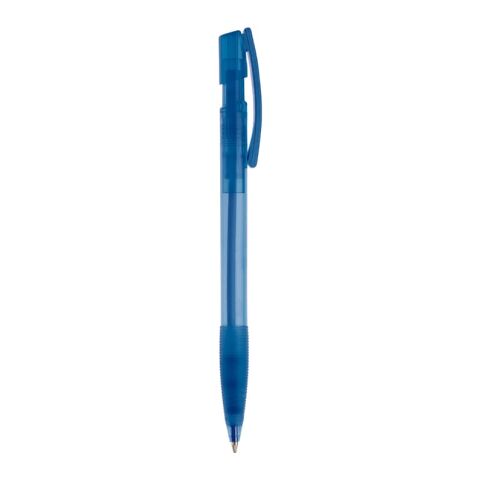 Kugelschreiber Nash Transparent mit Gummigriff Blau Weiss-Blau Weiss
