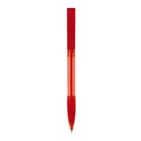Kugelschreiber Nash Transparent mit Gummigriff Rot Weiß-Rot Weiß | 1-farbiger Siebdruck | 180° vom Clip | 33 mm x 25 mm | Nicht verfügbar