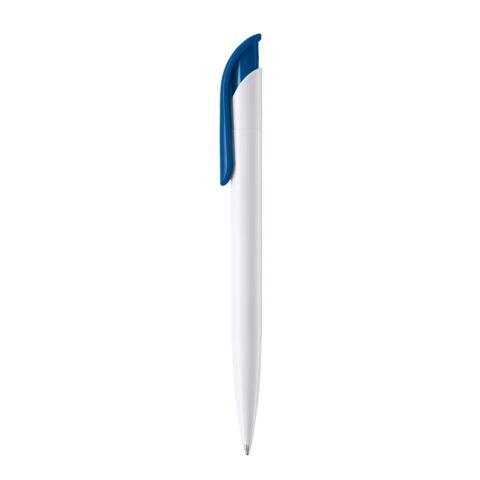 Kugelschreiber Modell Atlas Hardcolour Weiss-Königsblau | 1-farbiger Siebdruck | 90° vom Clip | 50 mm x 25 mm | Nicht verfügbar