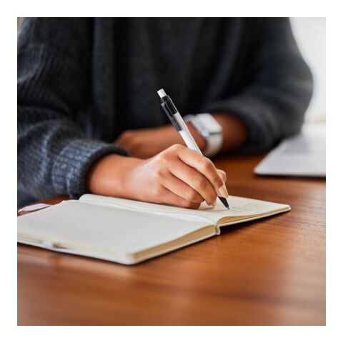 Kugelschreiber Baron Colour Hardcolour Weiss-Schwarz | 1-farbiger Siebdruck | 90° vom Clip | 45 mm x 25 mm | Nicht verfügbar