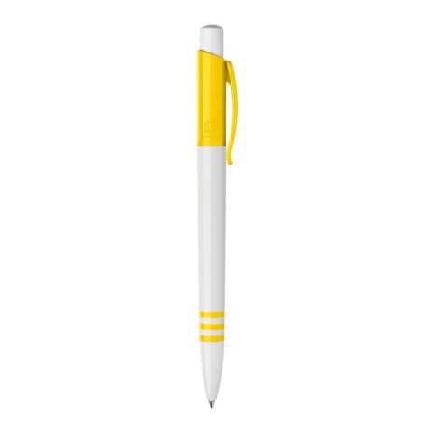 Kugelschreiber Tropic hardcolour Weiss-Gelb | 1-farbiger Siebdruck | 270° vom Clip | 40 mm x 25 mm | Nicht verfügbar