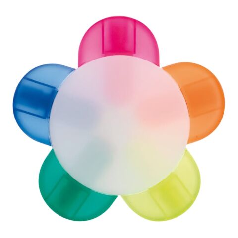 Textmarker Blume mit 5 Farben Weiss | 1-farbiger Tampondruck | Seite 2 | Ø 50 mm | Nicht verfügbar